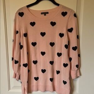 Adrianna Papell Pink Sweater with Black Heart Design